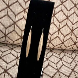 Sleek Long Drop Sterling Earrings in Brushed Gold